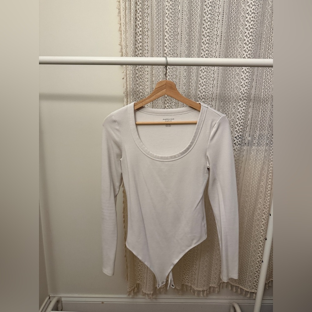 American Eagle Outfitters White Long Sleeve Bodysuit